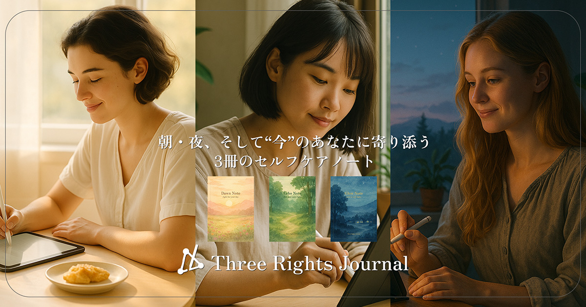 セルフケアノートThree Rights Journalのバナー